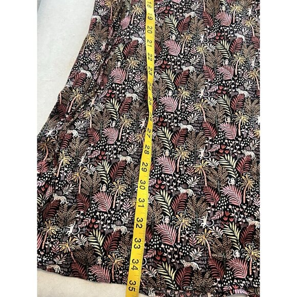 LOFT Paradise Lost Pintucked Side Tie Jungle Print Short Sleeve Mini Dress Sz M - Picture 12 of 14